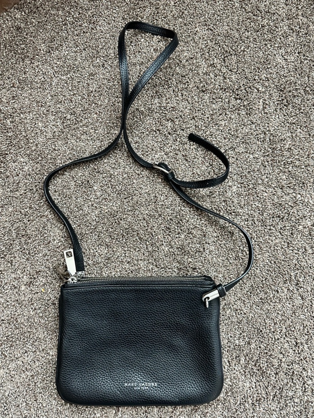 Marc Jacobs Empire City Leather Double Zip Crossbody Bag Black